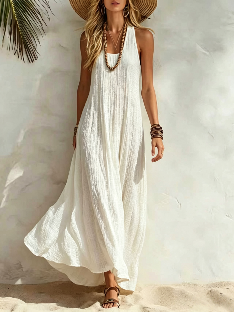 Sleeveless Crinkle Textured Maxi Dress