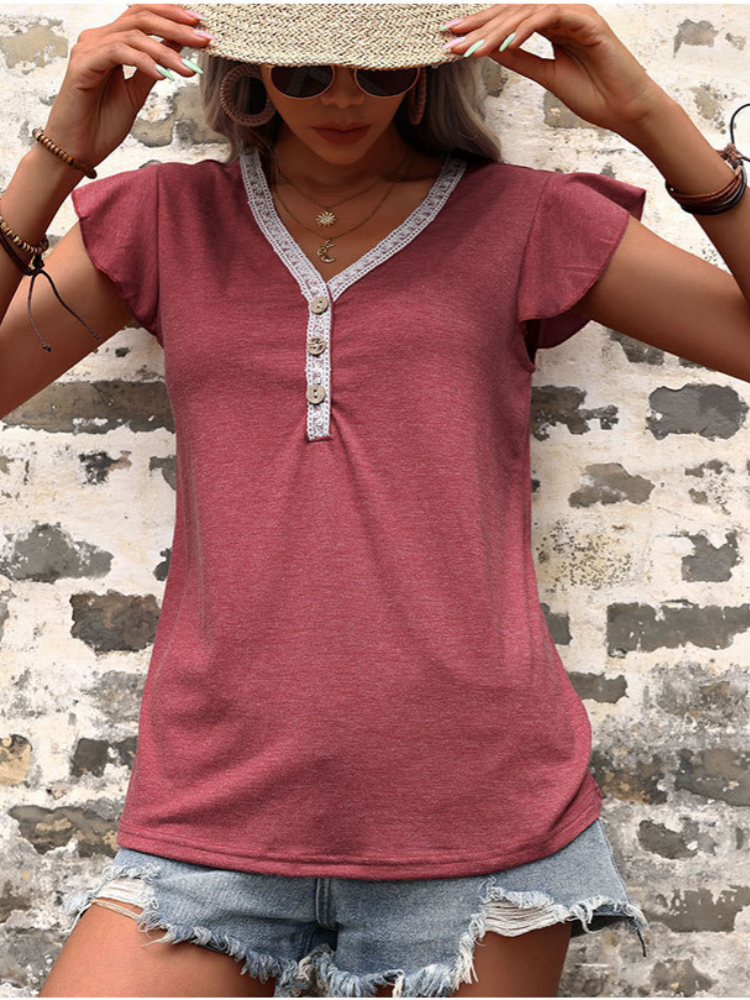 V-neck T-shirt, women&