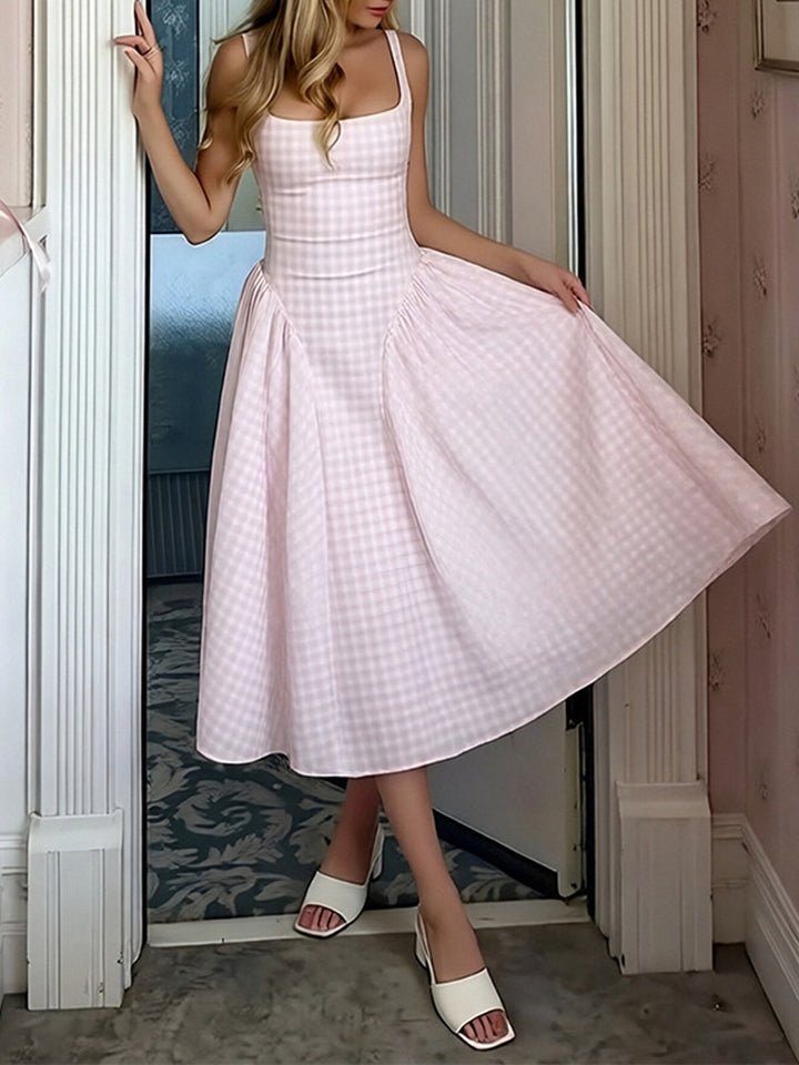 Polka Dot Square Neck Maxi Dress