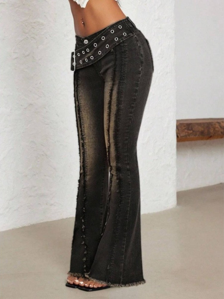 Low Rise Vintage Black Flare Jeans