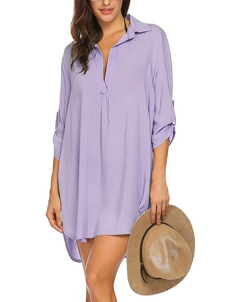 Spring/Summer Solid Color Loose-fitting Shirt Versatile Chiffon Blouse
