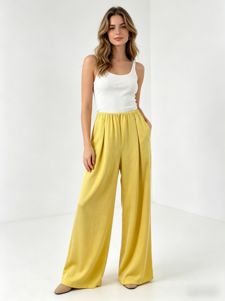 High Waisted Wide Leg Ice Silk Pants