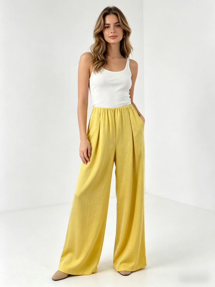 High Waisted Wide Leg Ice Silk Pants