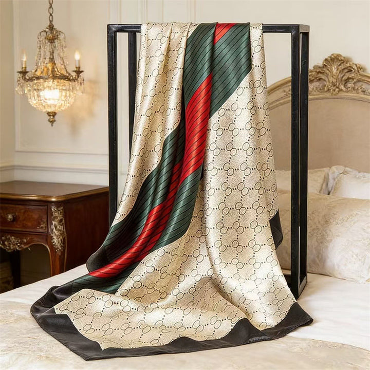 Luxury Printed Satin Square Scarf