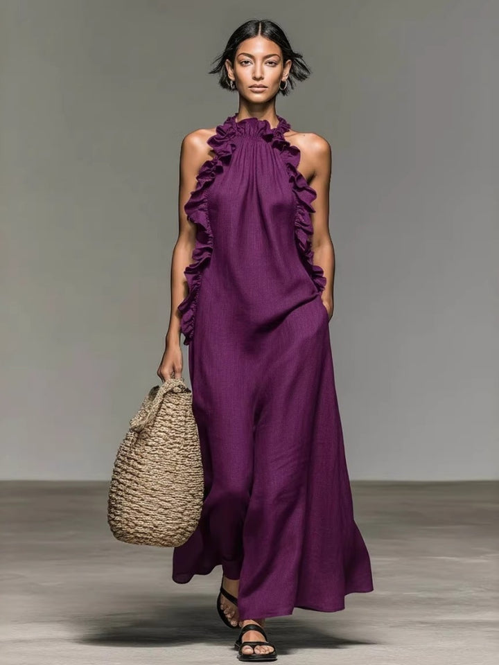 Ruffled Halter Neck Maxi Dress