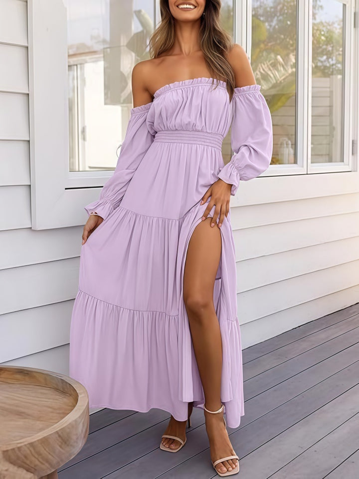 Off-Shoulder Long Sleeve Maxi Dress