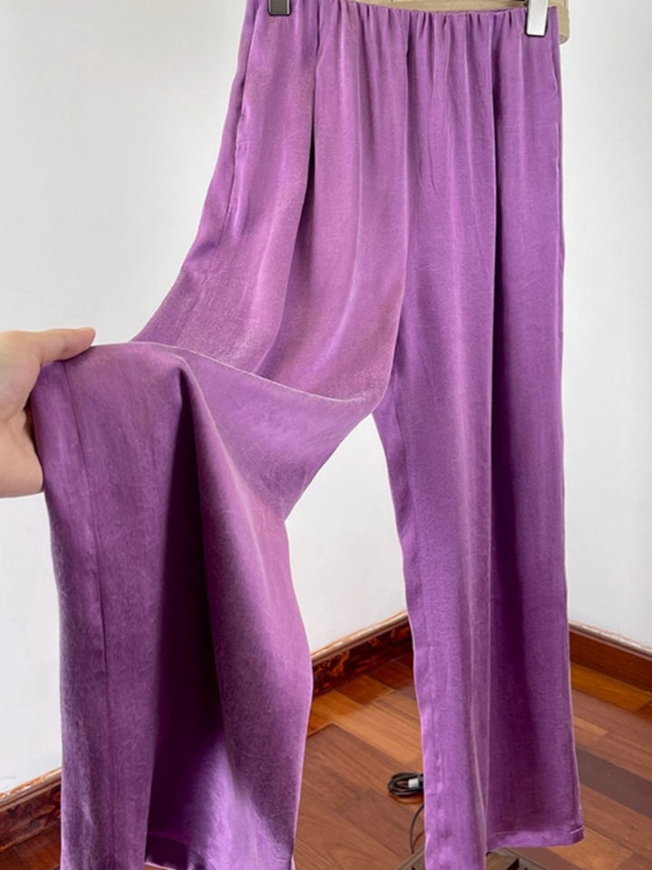 High Waisted Wide Leg Ice Silk Pants