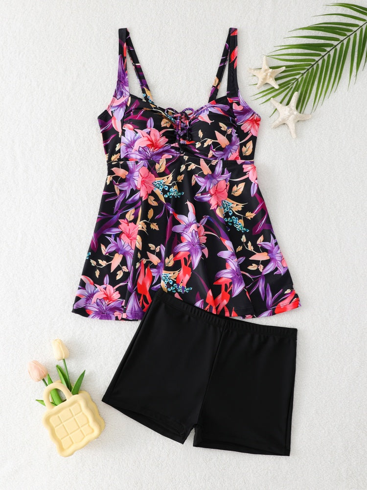 Tummy Control Floral Tankini Set with Shorts – Modest & Slimming Swimwear