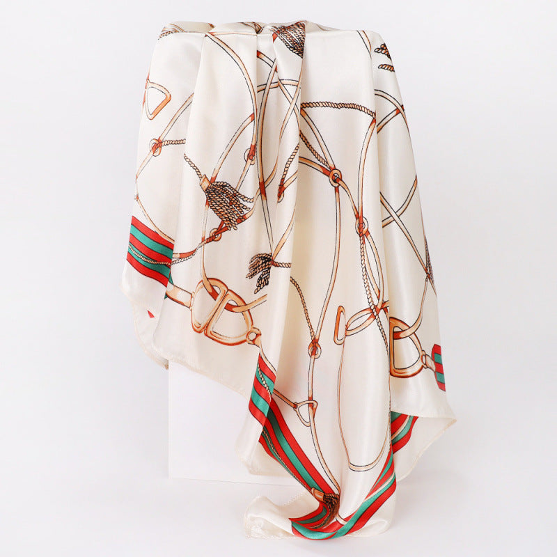 Floral Print Square Satin Scarf