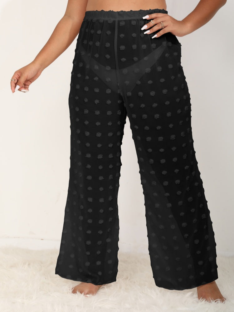 Sheer, three-dimensional chiffon beach wide-leg straight pants