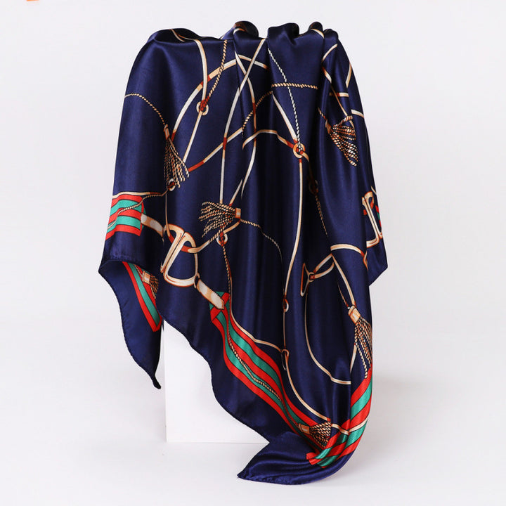 Floral Print Square Satin Scarf