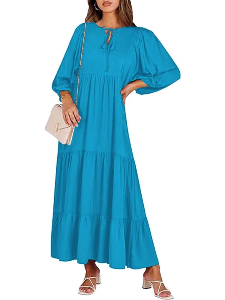 Puff Sleeve Tiered Maxi Dress