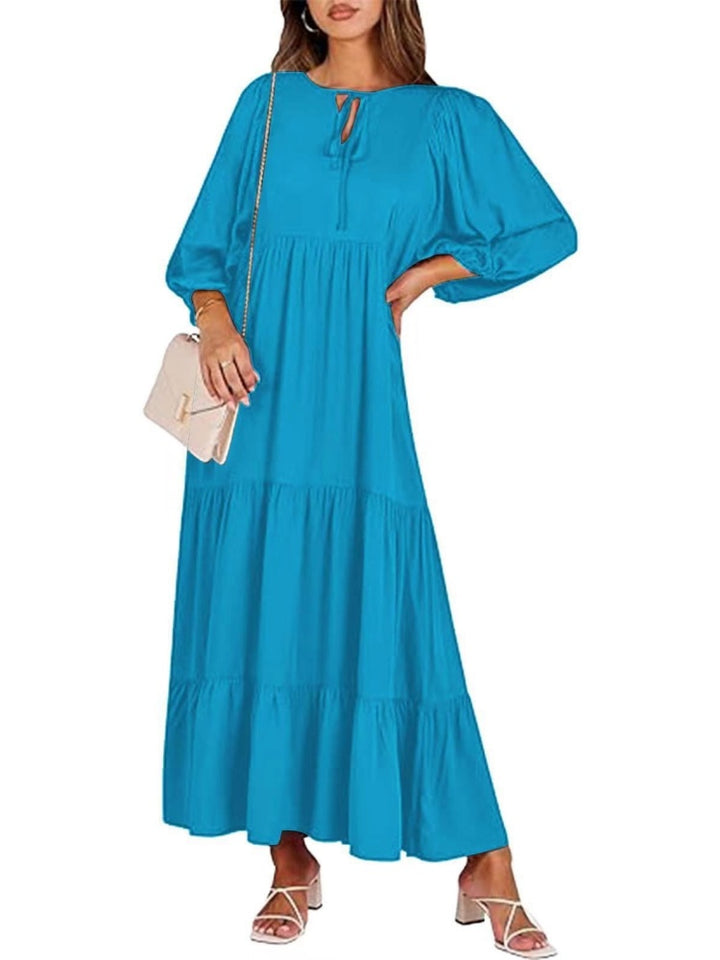 Puff Sleeve Tiered Maxi Dress