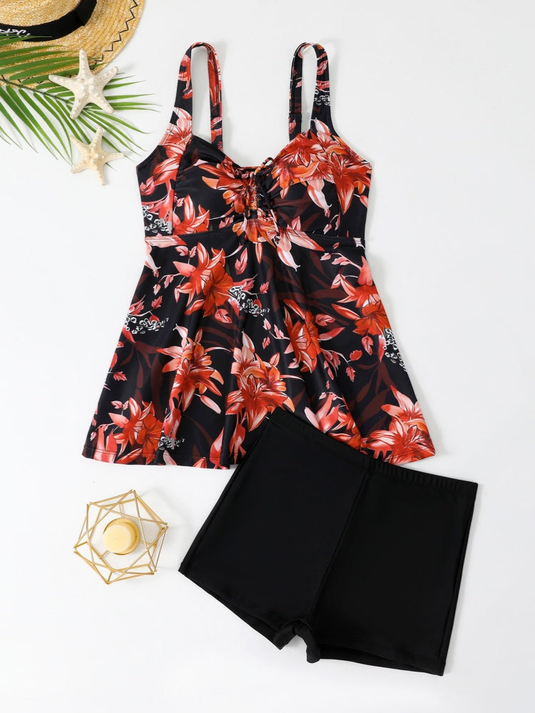 Tummy Control Floral Tankini Set with Shorts – Modest & Slimming Swimwear