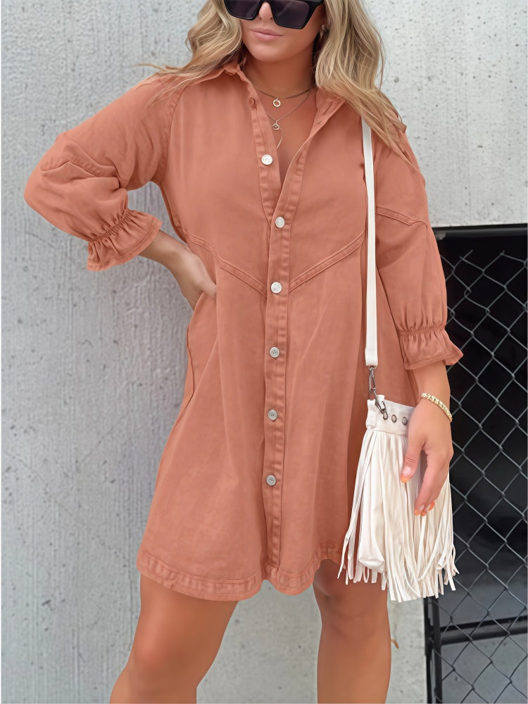 Washed Denim Shirt Dress