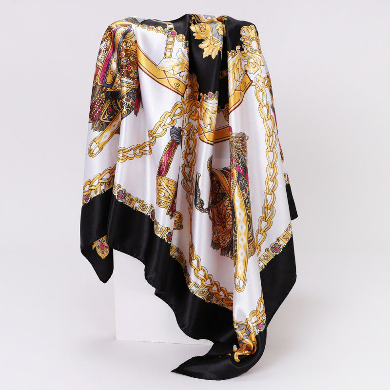 Floral Print Square Satin Scarf