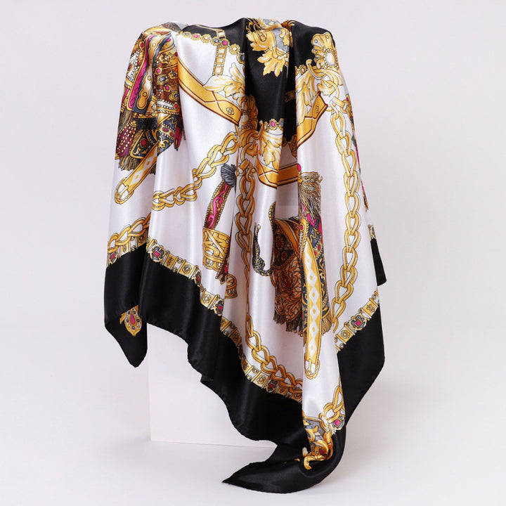 Floral Print Square Satin Scarf