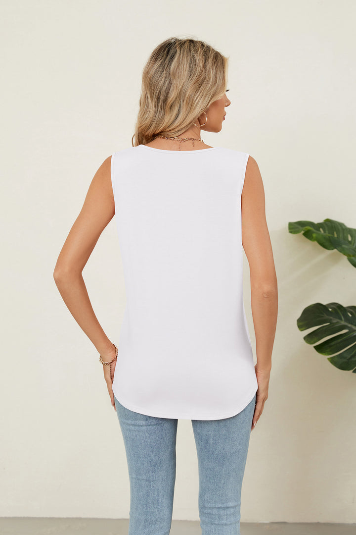 Solid color crew neck loose sleeveless T-shirt vest