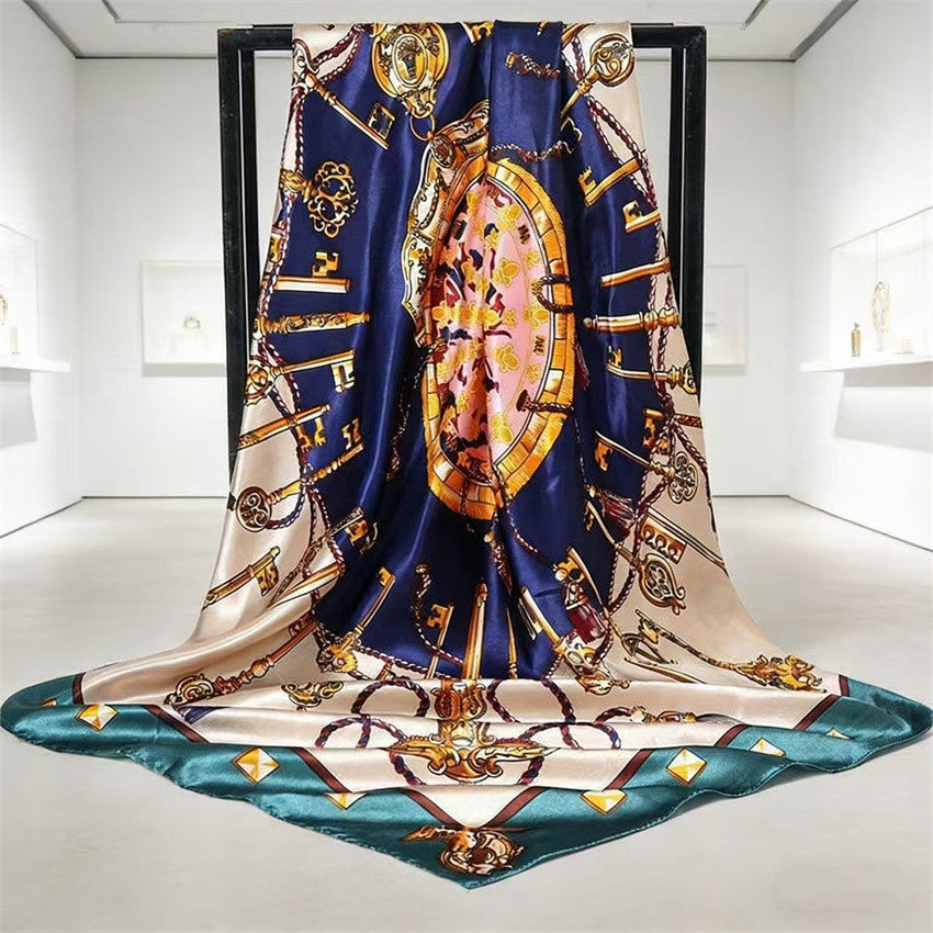 Luxury Printed Satin Square Scarf