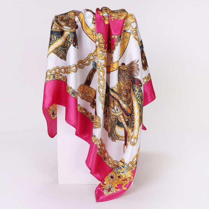 Floral Print Square Satin Scarf