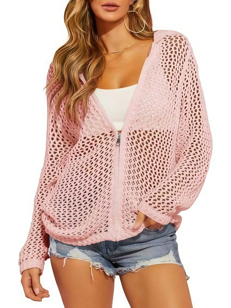Openwork Knit Beach Hoodie