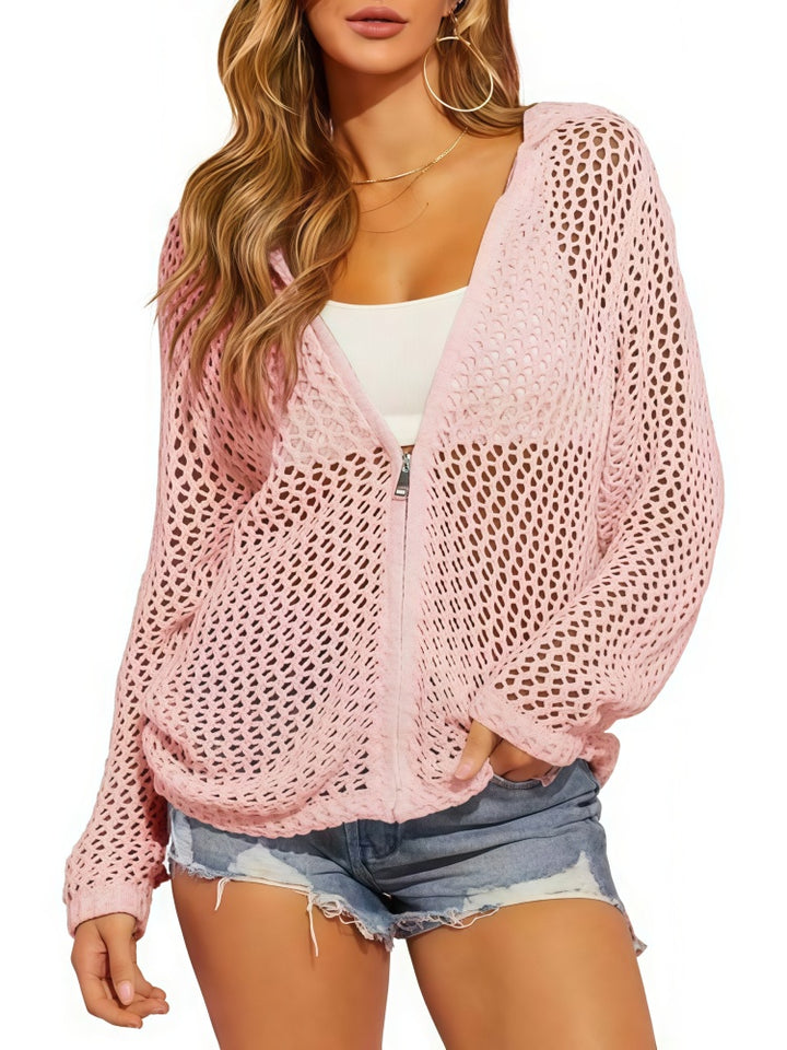 Openwork Knit Beach Hoodie