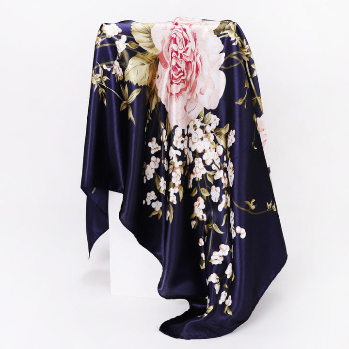 Floral Print Square Satin Scarf