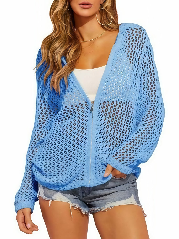 Openwork Knit Beach Hoodie