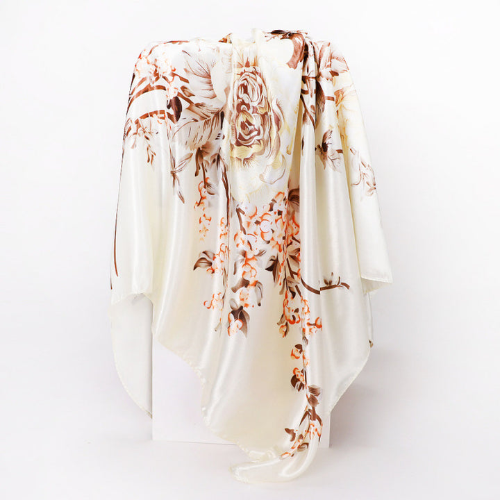 Floral Print Square Satin Scarf