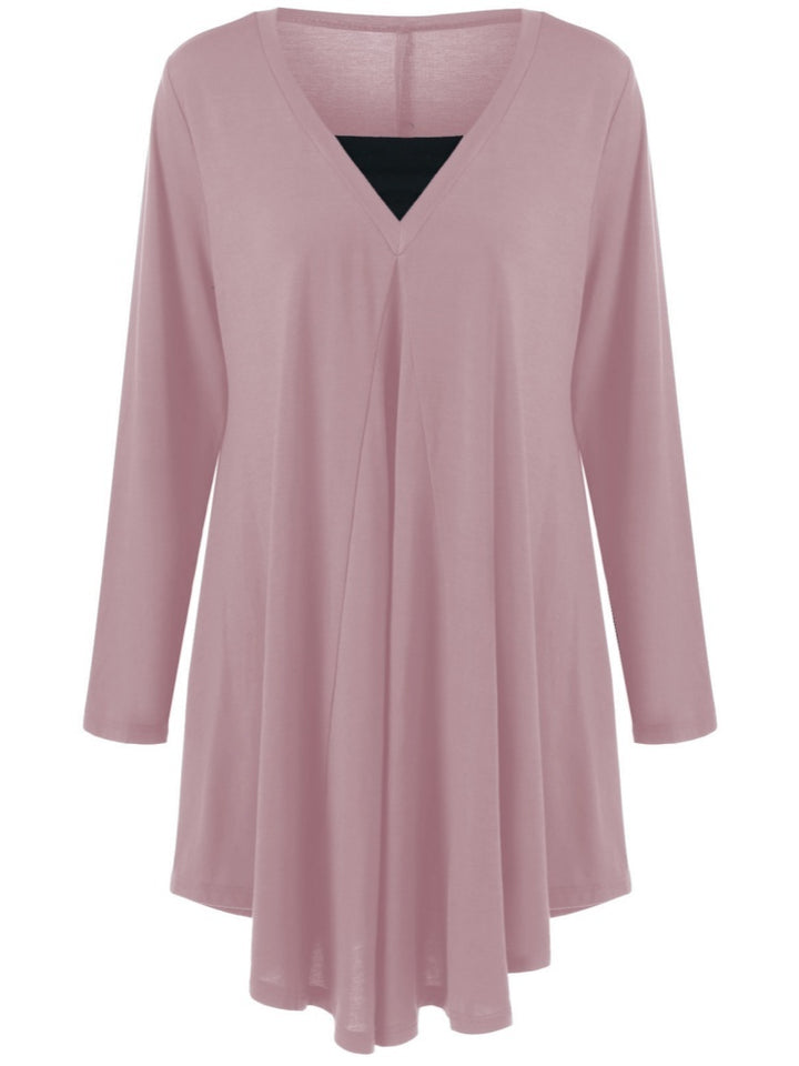 V-neck long-sleeve dress