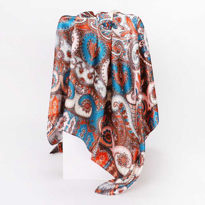 Floral Print Square Satin Scarf