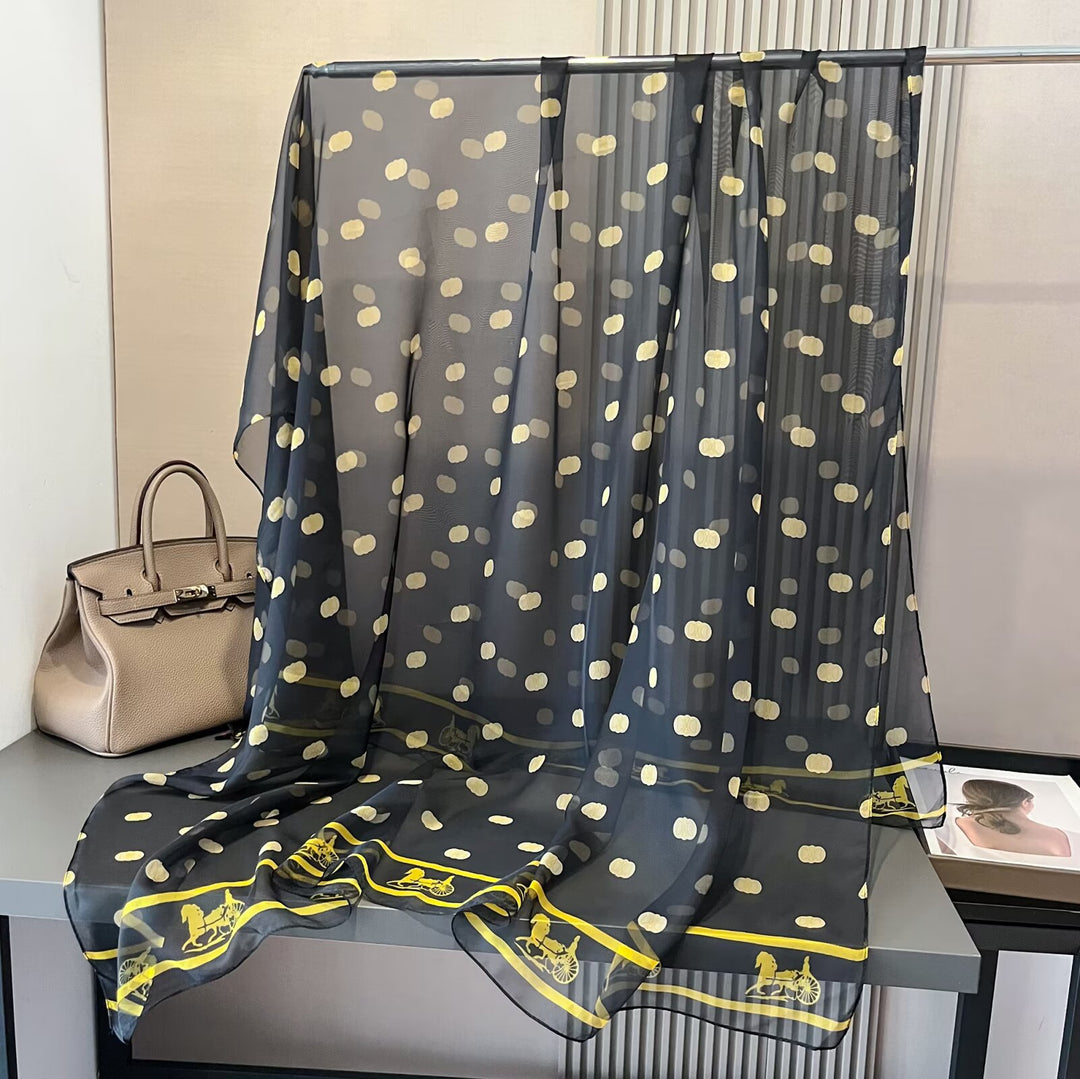 Sheer Artistic Floral Long Scarf Shawl