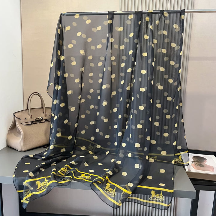 Sheer Artistic Floral Long Scarf Shawl