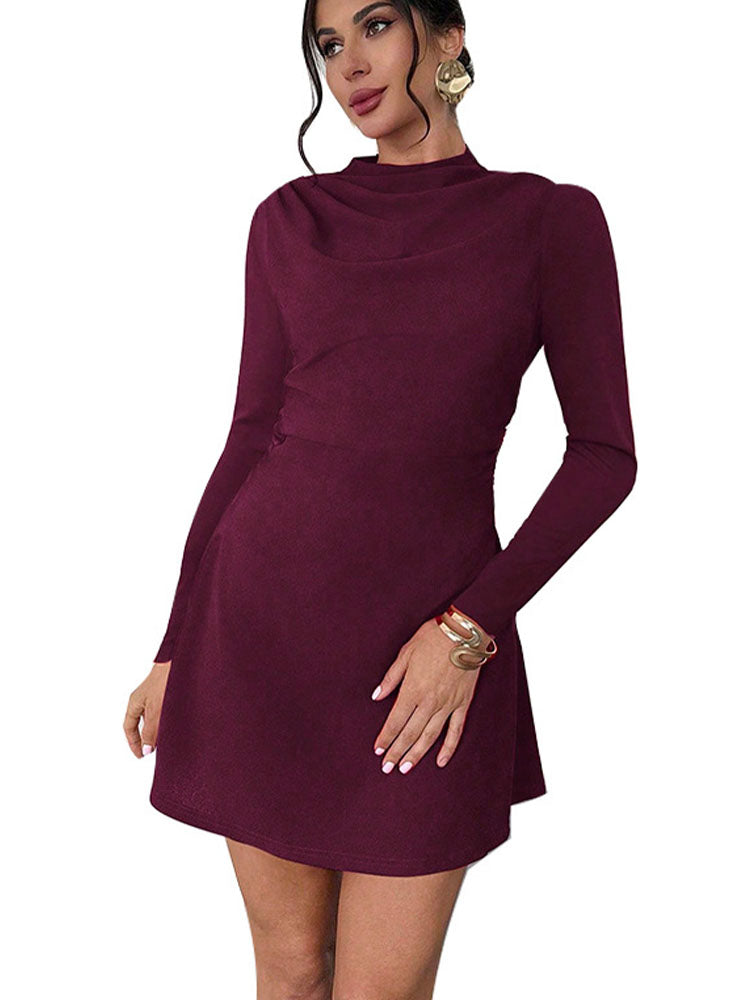 Mock Neck A-Line Dress