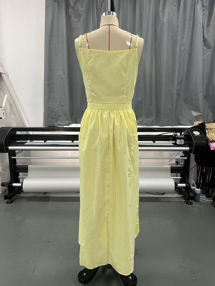 Square Neck Tie Waist Wide Leg Jumpsuit