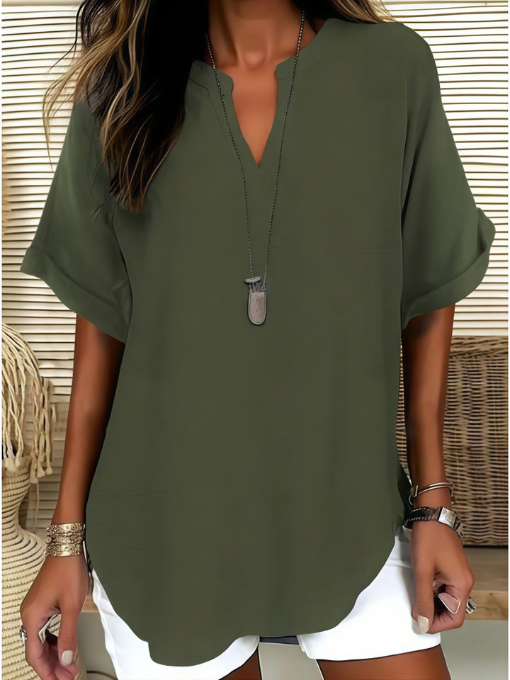 Fashionable printed V-neck short-sleeved T-shirt/shirt