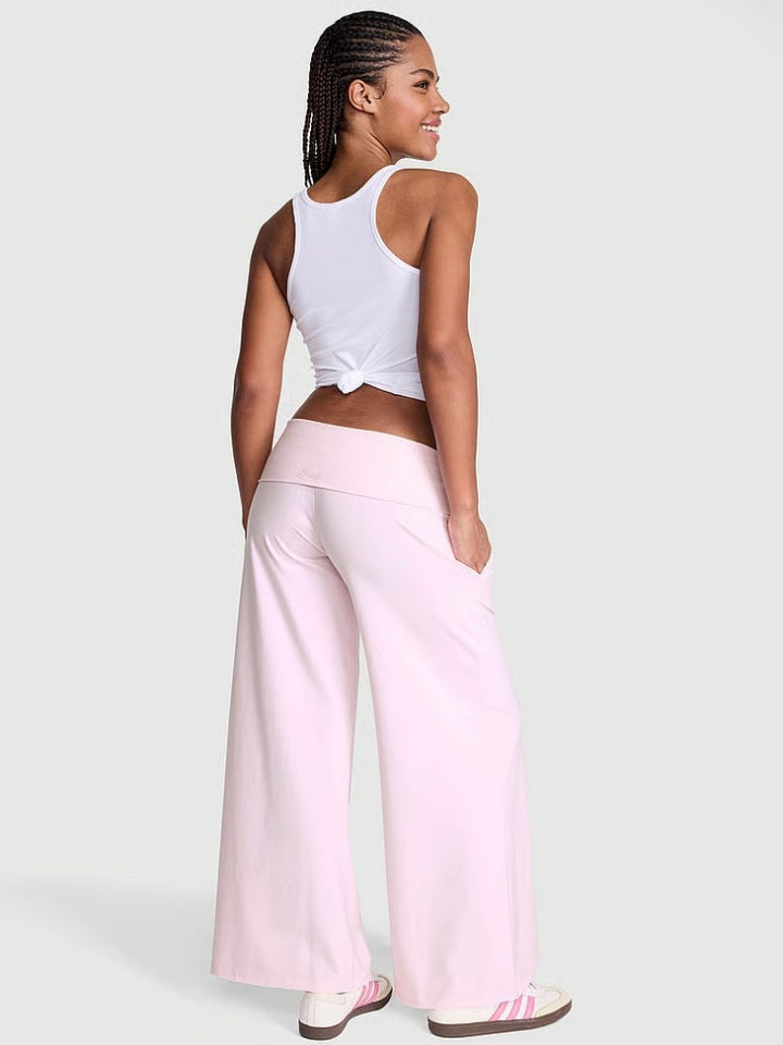 High Waisted Fold-Over Wide Leg Pants