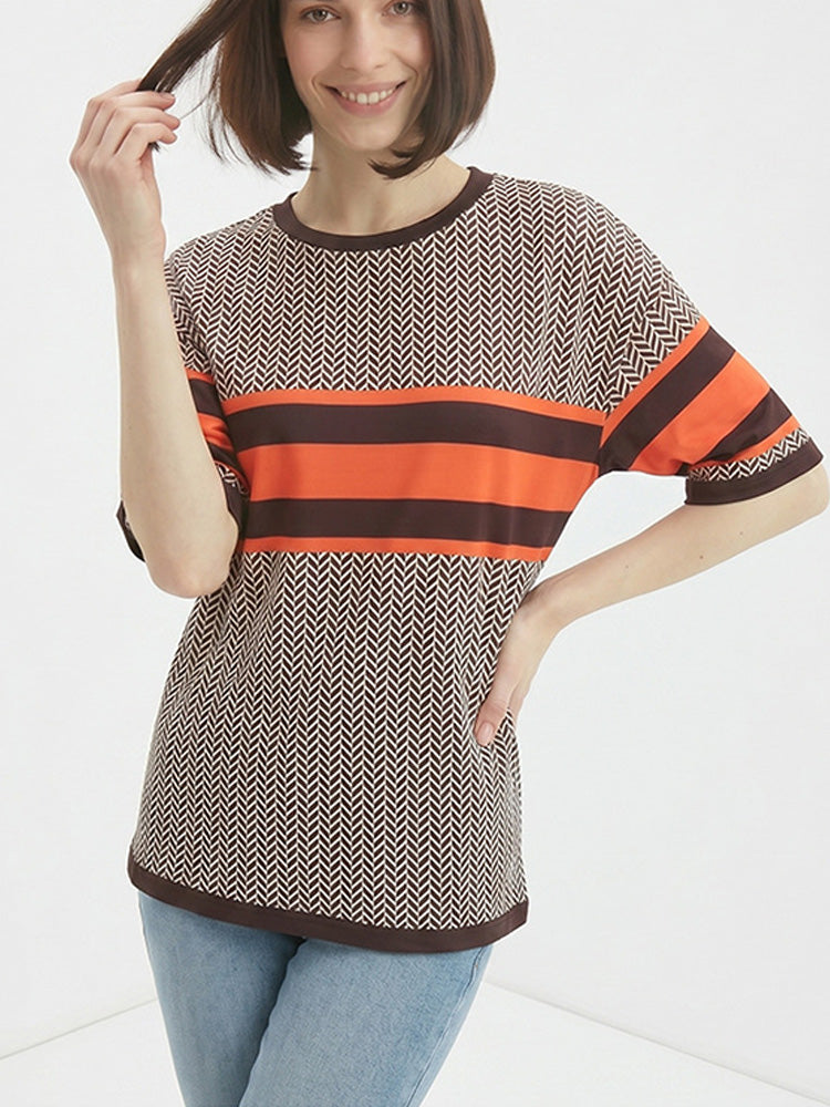 Summer Color Block Fashion Short-Sleeve Top