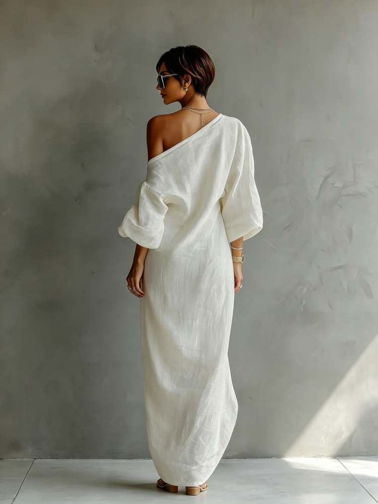 Elegant, breathable, irregular one-shoulder women&