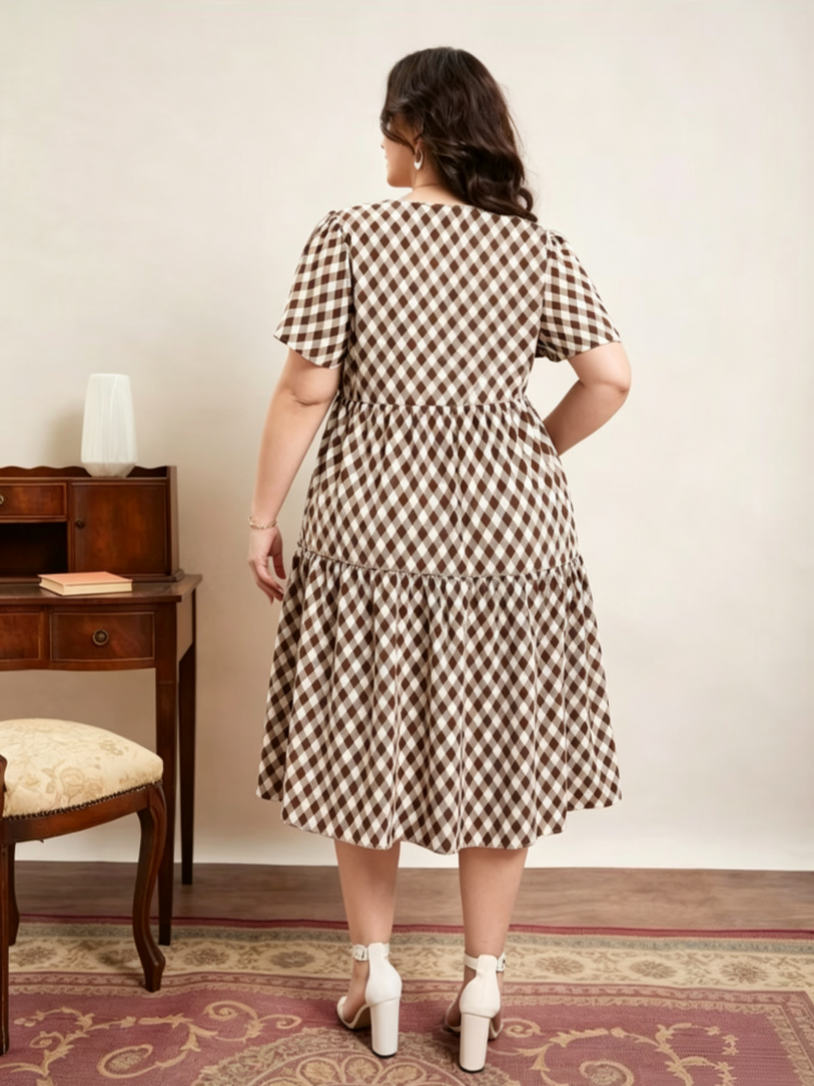 Plus-size vintage plaid dress