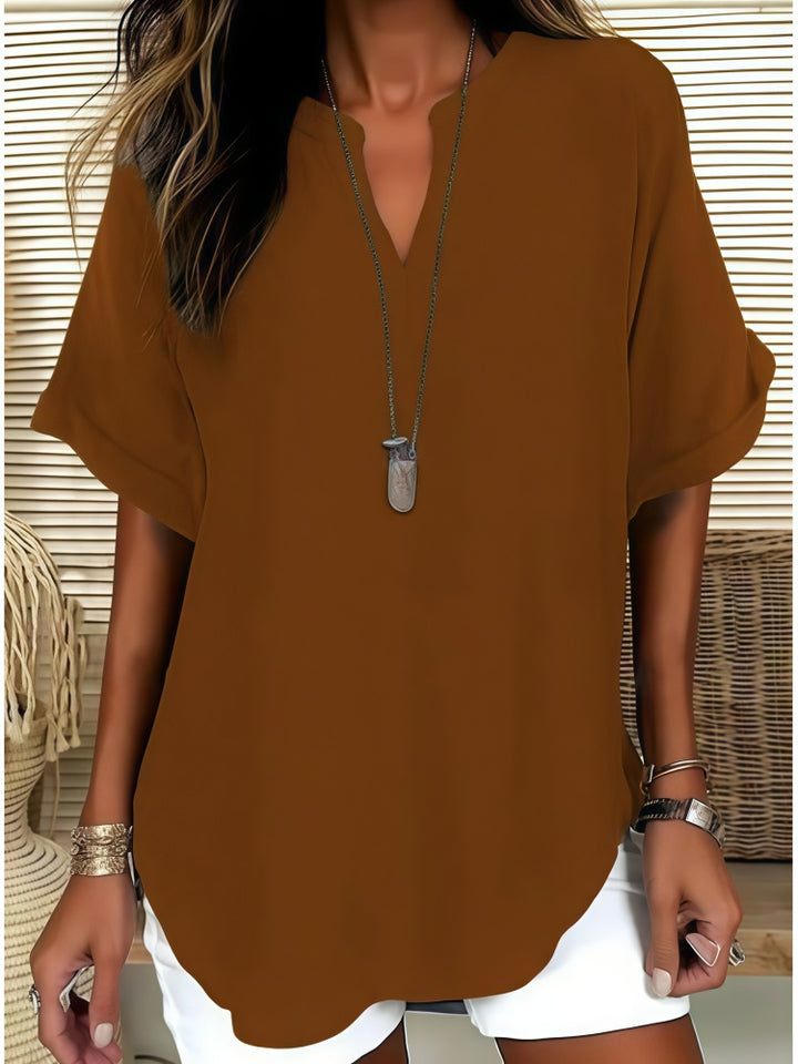 Fashionable printed V-neck short-sleeved T-shirt/shirt