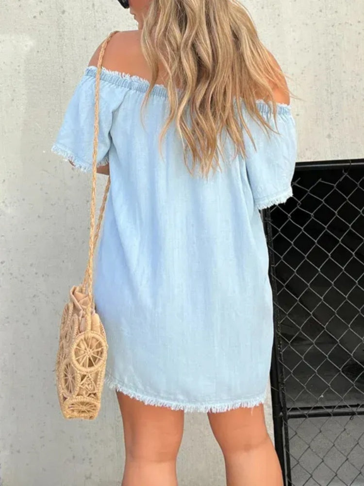 Women’s Off Shoulder Sexy Fringe Mini Dress