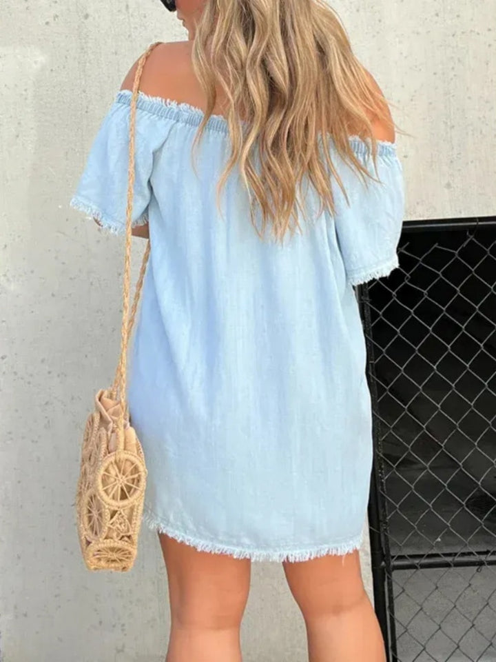 Women’s Off Shoulder Sexy Fringe Mini Dress