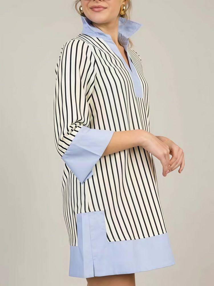 Striped Color Block Tunic Dress