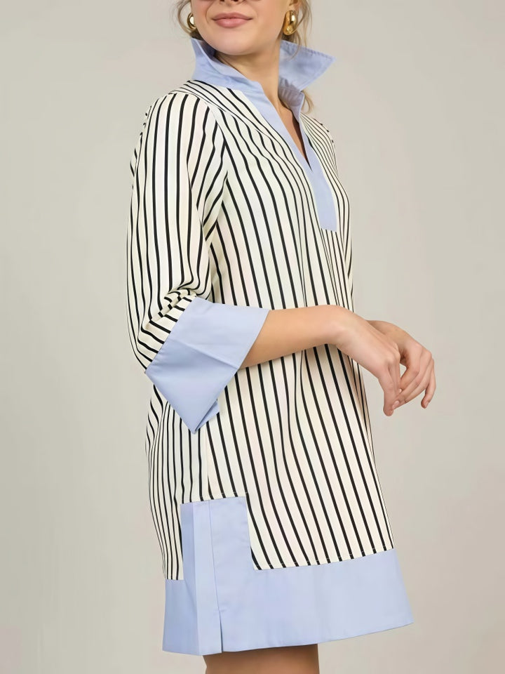 Striped Color Block Tunic Dress
