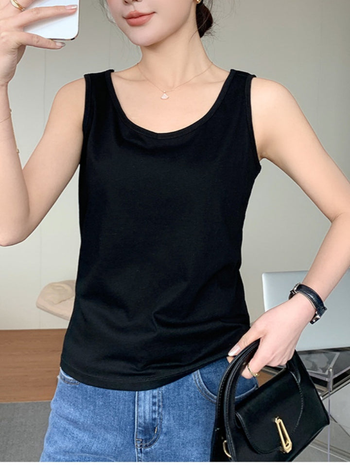 Soft Scoop Neck Loose Fit Cotton Tank Top