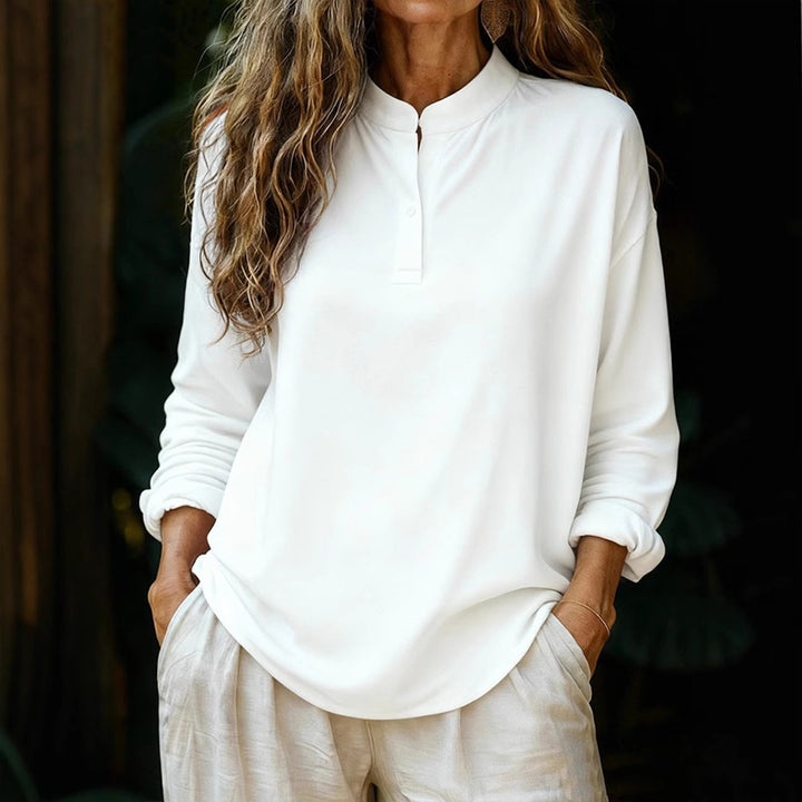 Casual loose long-sleeved round neck pullover shirt