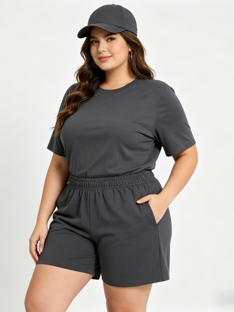 Elastic Waist Relaxed Fit Athletic Shorts