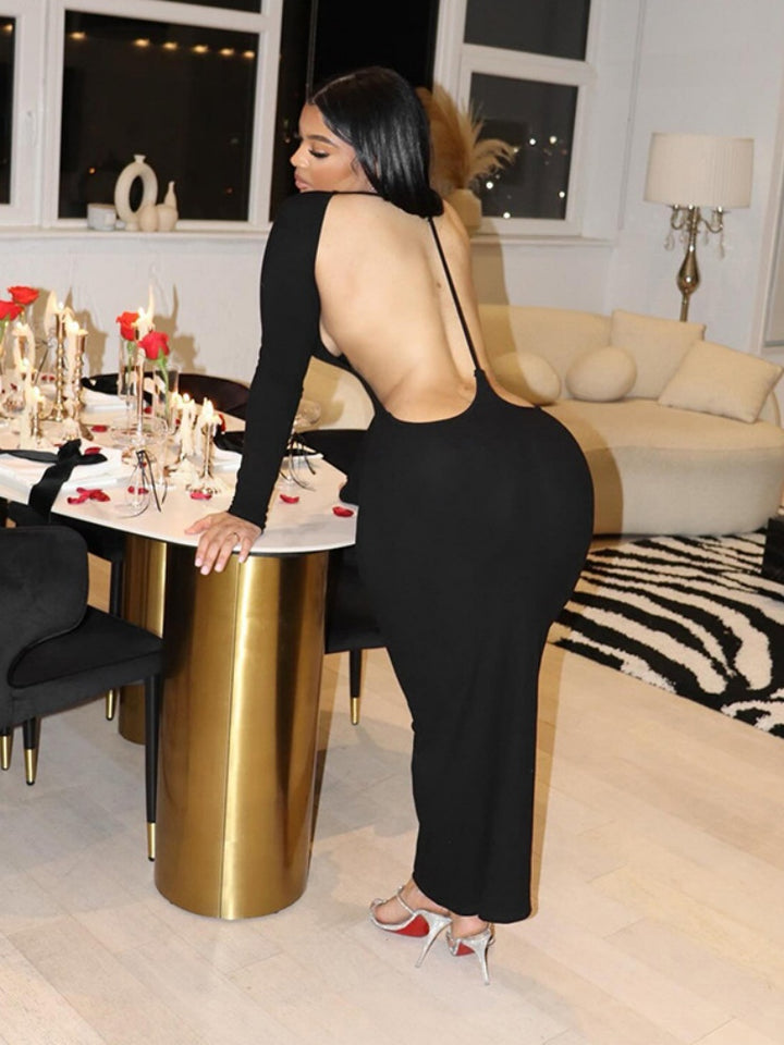 Long Sleeve Backless Maxi Dress