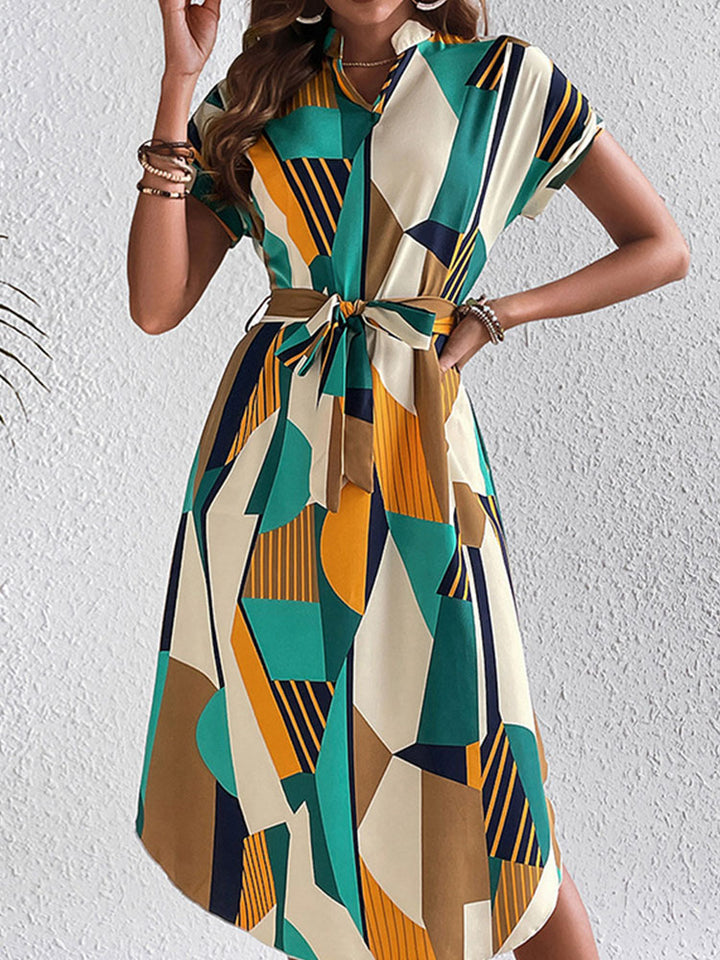 Color Block Belted Midi Dress